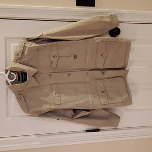 Allagash 100% organic cotton khaki safari jacket, size L